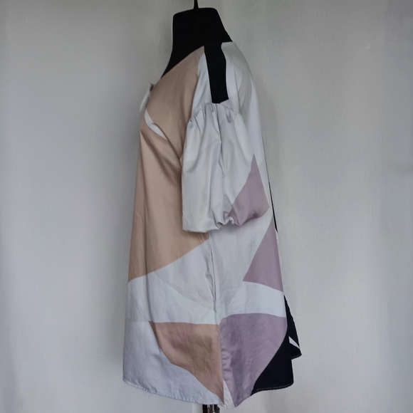 *Altered* (SEE NOTES) VTG Marimekko Mika Piirainen Geometic Puff Sleeve Dress - Picture 7 of 10